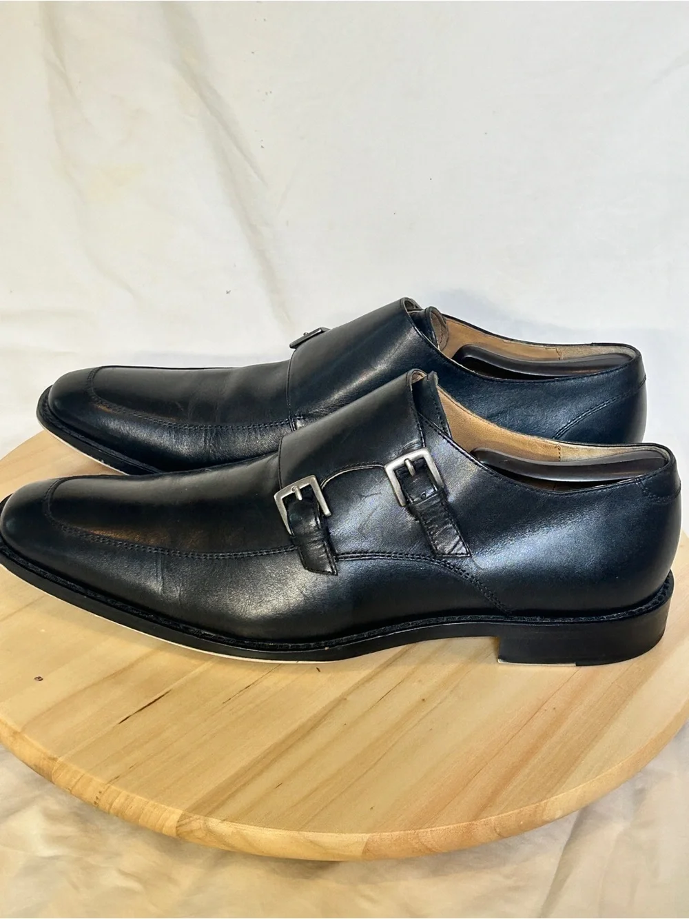 Marco Vittorio Men’s Black Leather Double Monk Strap Square Toe Shoes US 10.5M